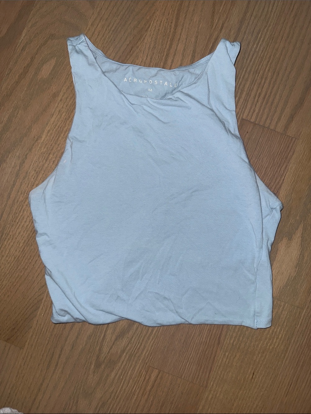Aeropostale Pale Blue Cropped Ribbed Tank
